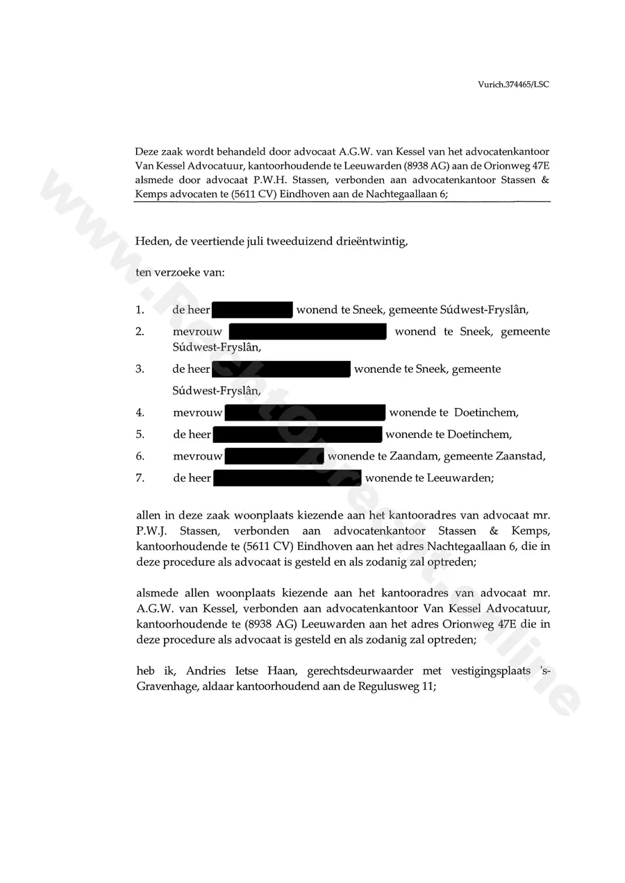 First page of The summons · 14 July 2023